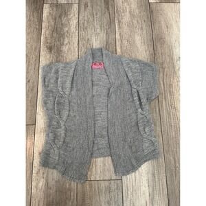 Vintage Sweet & Sinful Gray Cable‎ Knit Open Front Sleeveless Cardigan Vest